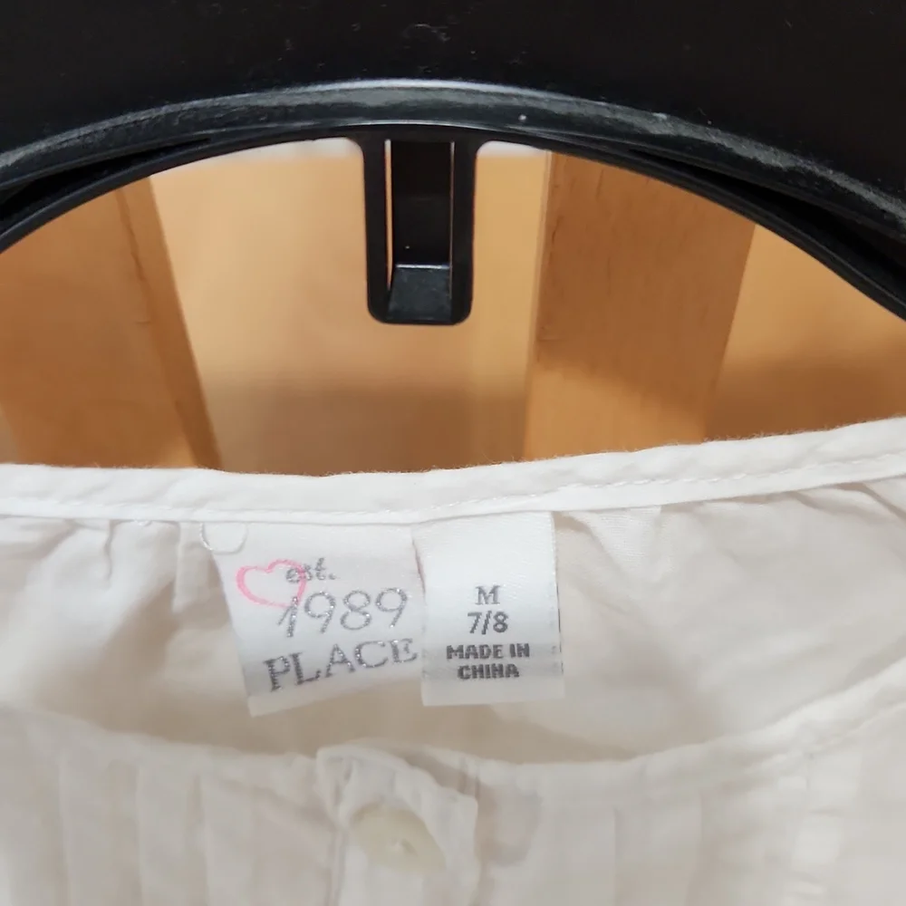 ☀️The Children's Place Quarter Sleeve White Blouse 7/8 Girls